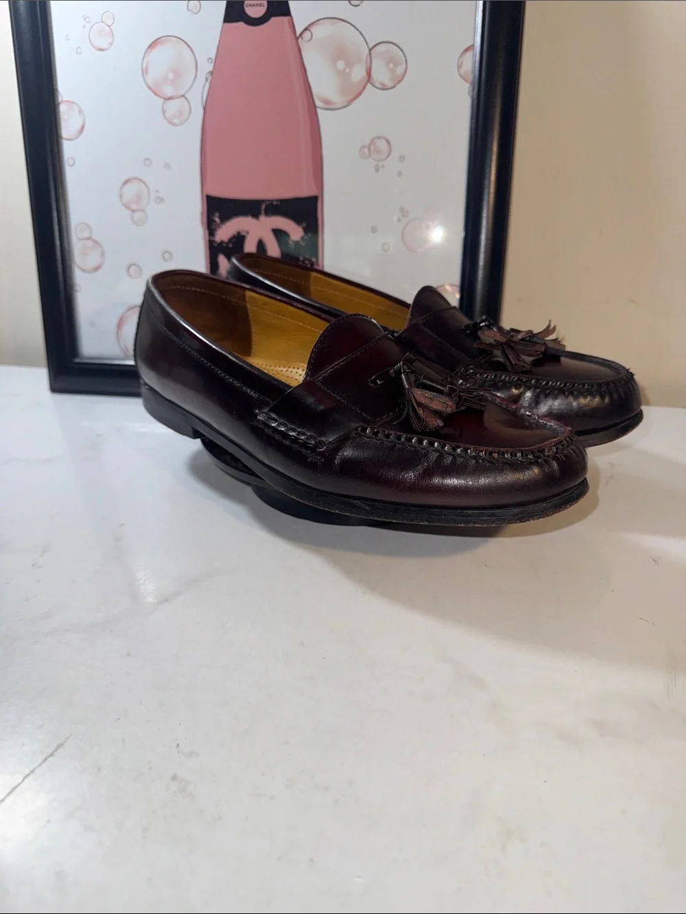 Cole Haan Men's Tassel Loafers in Deep Burgundy Leather - Size 10.5D
